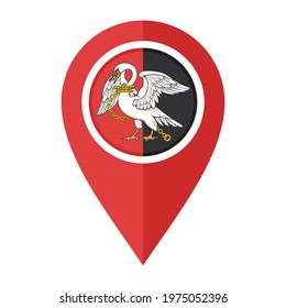 flat map marker icon with buckinghamshire flag isolated on white background

