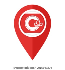 flat map marker icon with calgary flag isolated on white background
