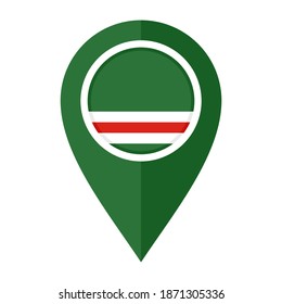 flat map marker icon with chechen flag isolated on white background
