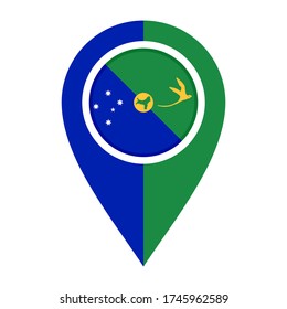 flat map marker icon with christmas island flag isolated on white background