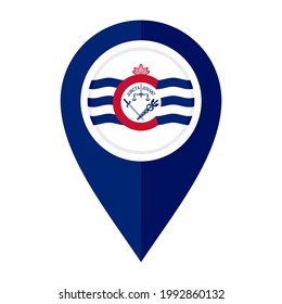 flat map marker icon with cincinnati flag isolated on white background