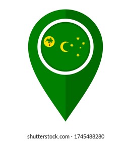 flat map marker icon with cocos islands flag isolated on white background