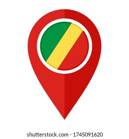 flat map marker icon with congo flag isolated on white background