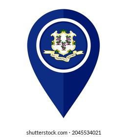flat map marker icon with connecticut flag isolated on white background
