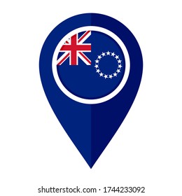 flat map marker icon with cook islands flag isolated on white background