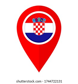 flat map marker icon with croatia flag isolated on white background
