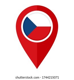 icono de marcador de mapa plano con bandera de república checa aislada en fondo blanco