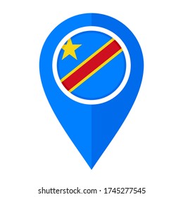 flat map marker icon with democratic republic of the congo flag isolated on white background
