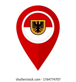 flat map marker icon with dortmund flag isolated on white background
