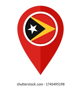 flat map marker icon with east timor flag isolated on white background