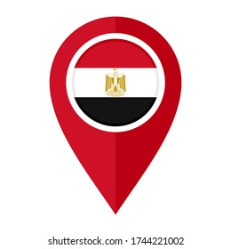 flat map marker icon with egypt flag isolated on white background