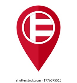 flat map marker icon with eindhoven flag, isolated on white background