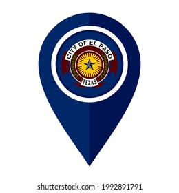 flat map marker icon with el paso flag isolated on white background
