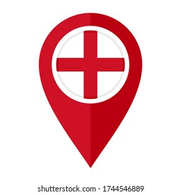 flat map marker icon with england flag. isolated on white background