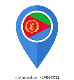 flat map marker icon with eritrea flag isolated on white background