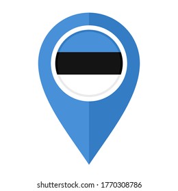 flat map marker icon with estonia flag, isolated on white background