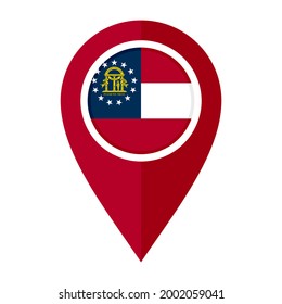 flat map marker icon with georgia state flag isolated on white background