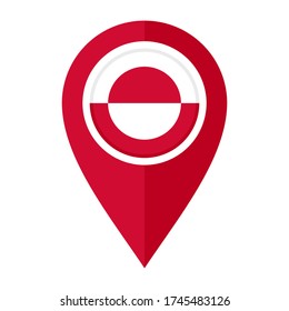 icono de marcador de mapa plano con bandera de tipo verde aislado en fondo blanco
