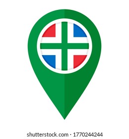 flat map marker icon with groningen flag, isolated on white background