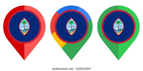 flat map marker icon with guam flag isolated on white background