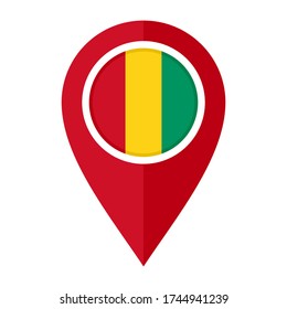 flat map marker icon with guinea flag isolated on white background