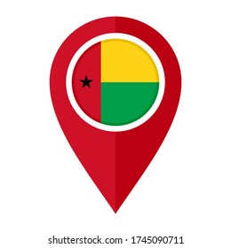 flat map marker icon with guinea-bissau flag isolated on white background