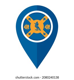 flat map marker icon with halifax flag isolated on white background
