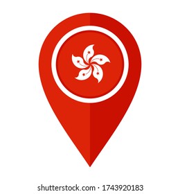 flat map marker icon with hong kong flag isolated on white background