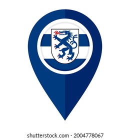 flat map marker icon with ingolstadt flag isolated on white background
