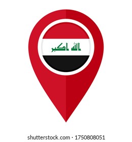 flat map marker icon with iraq flag isolated on white background