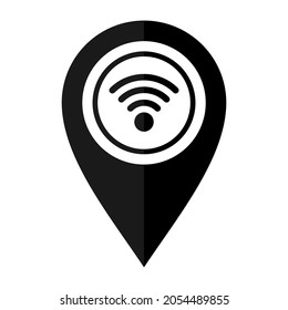 flat map marker icon  isolated on white background. wifi service icon.