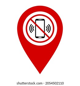 flat map marker icon isolated on white background. no cell phone sign. vector illustration