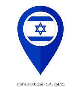 flat map marker icon with israel flag isolated on white background