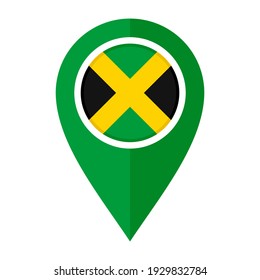 flat map marker icon with jamaica flag. isolated on white background