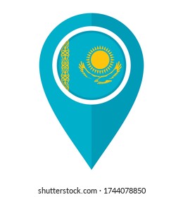 flat map marker icon with kazakhstan flag isolated on white background