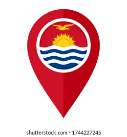 flat map marker icon with kiribati flag isolated on white background