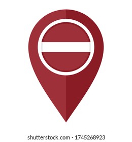 flat map marker icon with latvia flag isolated on white background