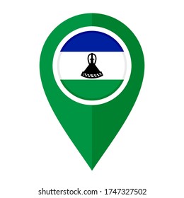 flat map marker icon with lesotho flag isolated on white background
