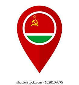 flat map marker icon with lithuanian soviet socialist republic flag isolated on white background