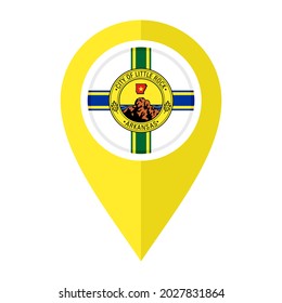 icono de marcador de mapa plano con pequeña bandera de roca aislada en fondo blanco
