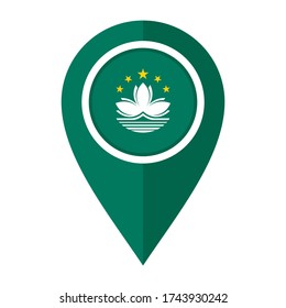 flat map marker icon with macau flag isolated on white background