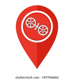 flat map marker icon with mainz flag isolated on white background

