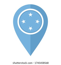 flat map marker icon with micronesia flag isolated on white background