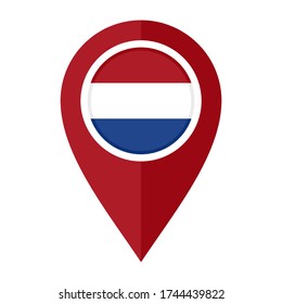 flat map marker icon with netherlands flag isolated on white background