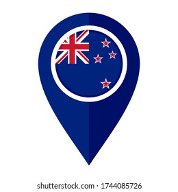 flat map marker icon with new zealand flag isolated on white background