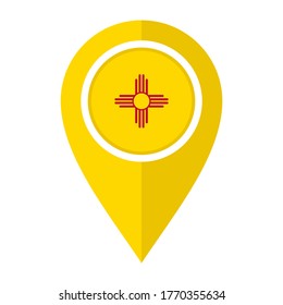 flat map marker icon with new mexico flag. isolated on white background