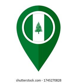 flat map marker icon with norfolk island flag isolated on white background