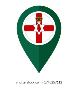 flat map marker icon with northern ireland flag isolated on white background