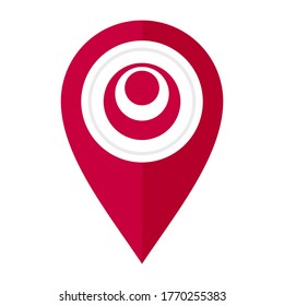 flat map marker icon with okinawa flag, isolated on white background