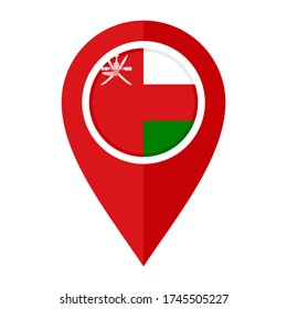 flat map marker icon with oman flag isolated on white background